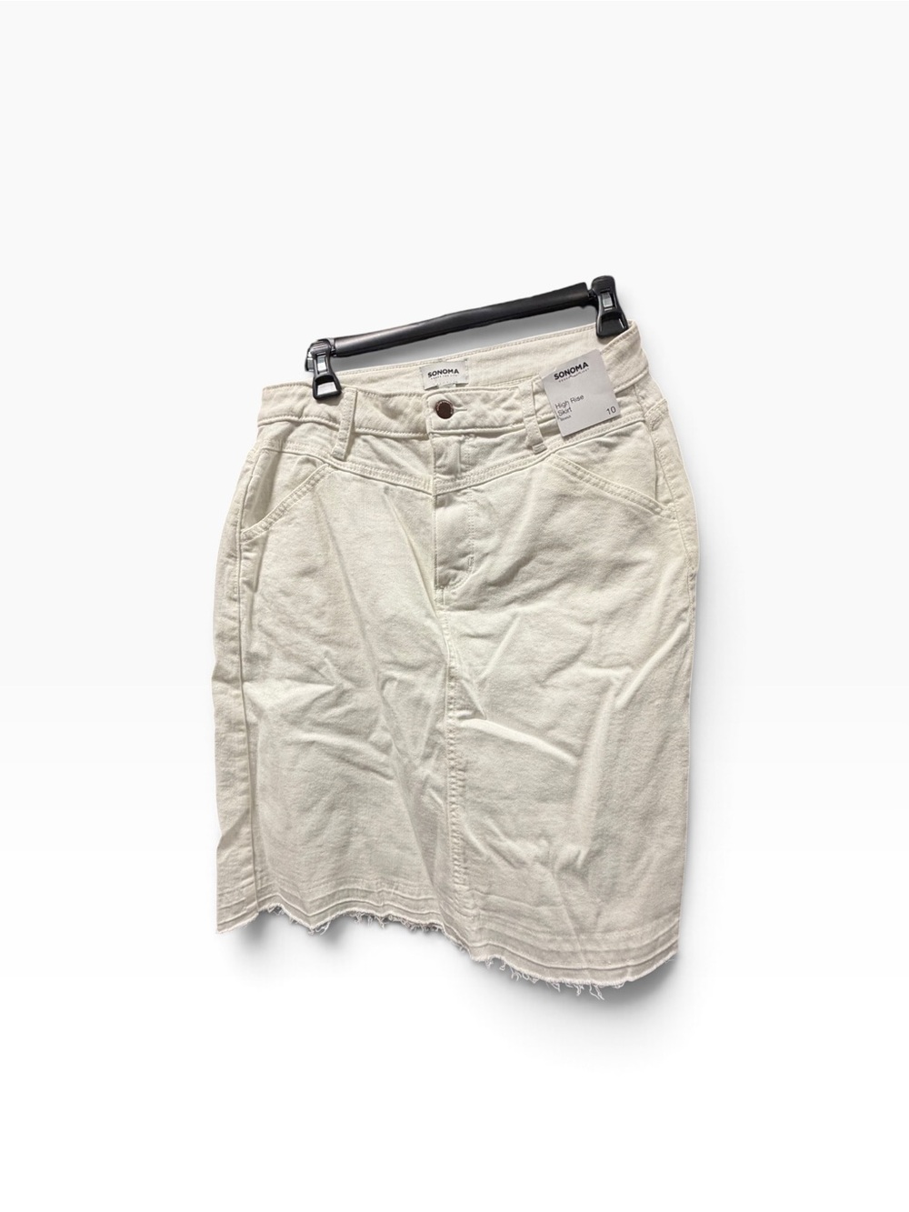 Sonoma Women’s Ivory Denim High Rise Raw Hem Skirt Size 10 NWT